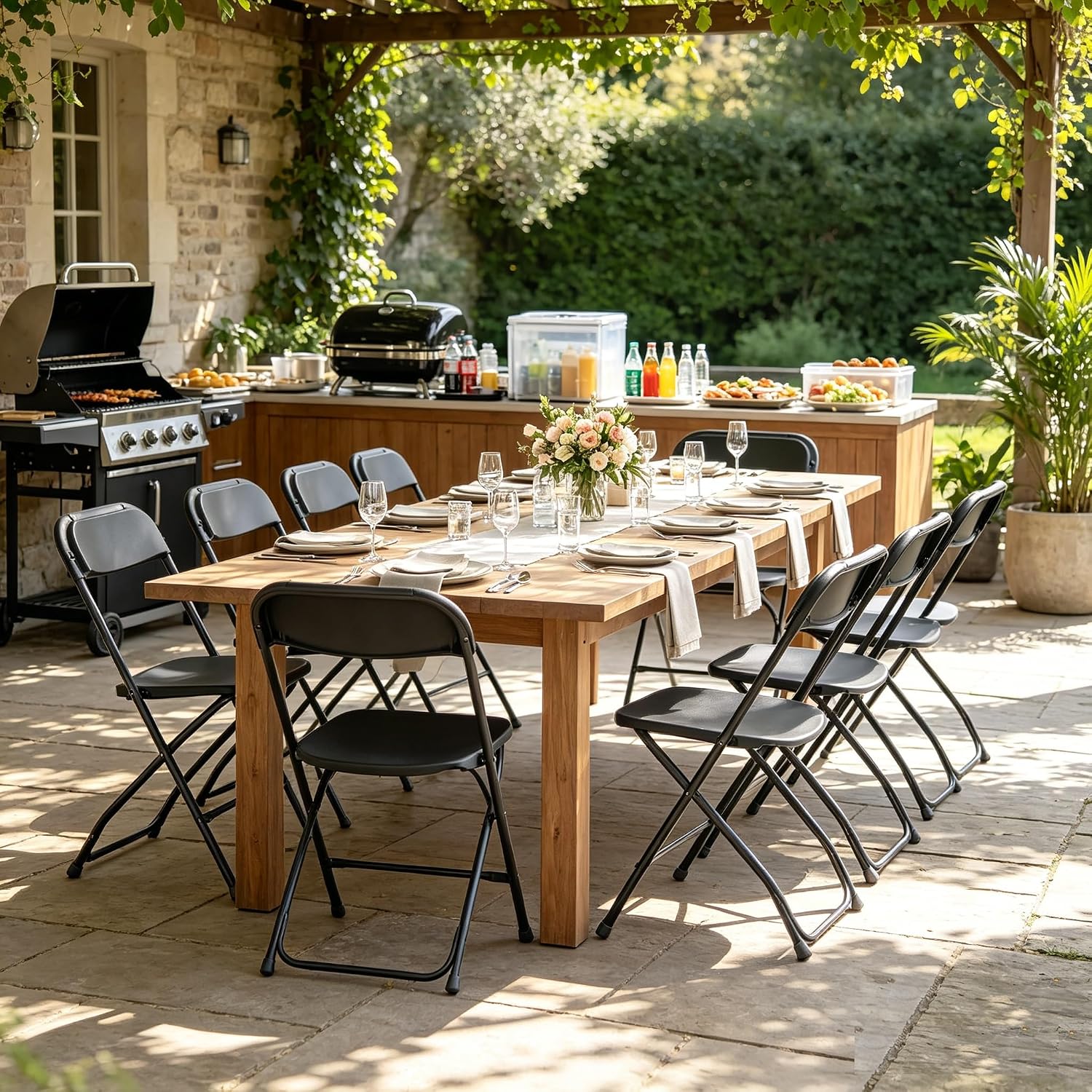 كرسي قابل للطي أسود بإطار معدن - مراجعة Outdoor Furniture Metal Chairs وسعره